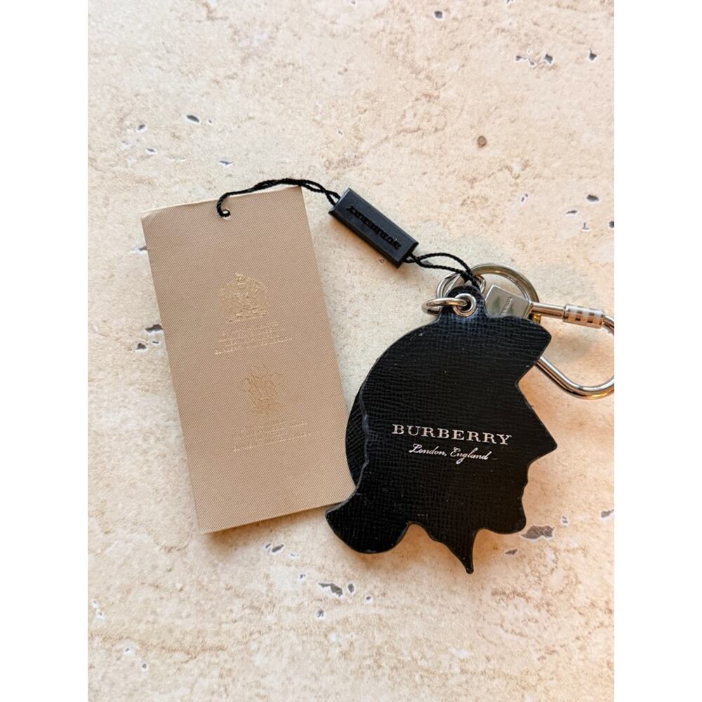 NWT Burberry Helmet Charm Black and White Keychain with Silver Hardware - Picture 7 of 8